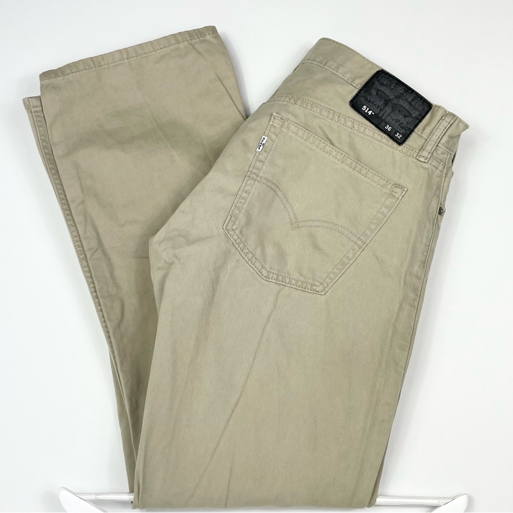Levis 514 Denim Pants Regular Straight Mens 36X32 Brown Khaki Jeans Mens Casual